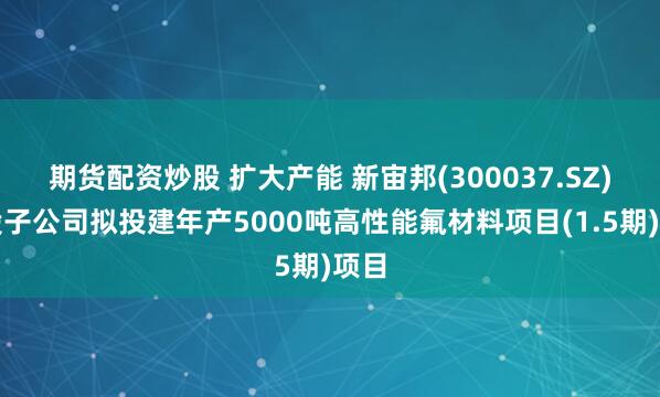 期货配资炒股 扩大产能 新宙邦(300037.SZ)控股子公司拟投建年产5000吨高性能氟材料项目(1.5期)项目