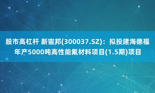 股市高杠杆 新宙邦(300037.SZ)：拟投建海德福年产5000吨高性能氟材料项目(1.5期)项目