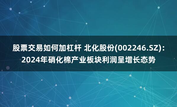 股票交易如何加杠杆 北化股份(002246.SZ)：2024年硝化棉产业板块利润呈增长态势